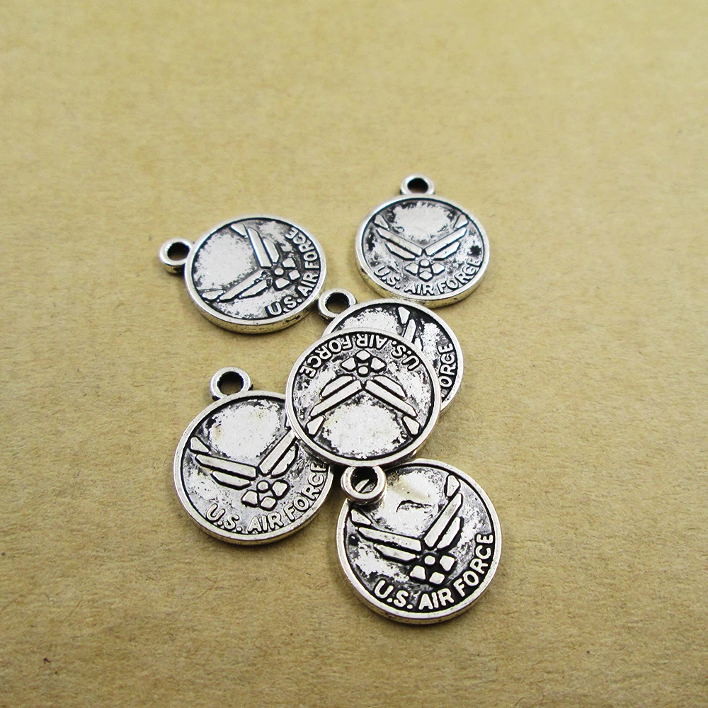 

30pcs 15*18mm US Air Force DIY Charms Pendants DIY necklace/ bracelets charms antique silver tone