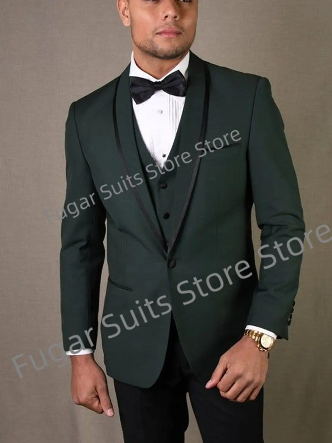 

Classic Fashion Green Wedding Men Suits Slim Fit Shawl Lapel Groom Tuxedos Prom 3 Pieces Sets Business Male Blazer Costume Homme