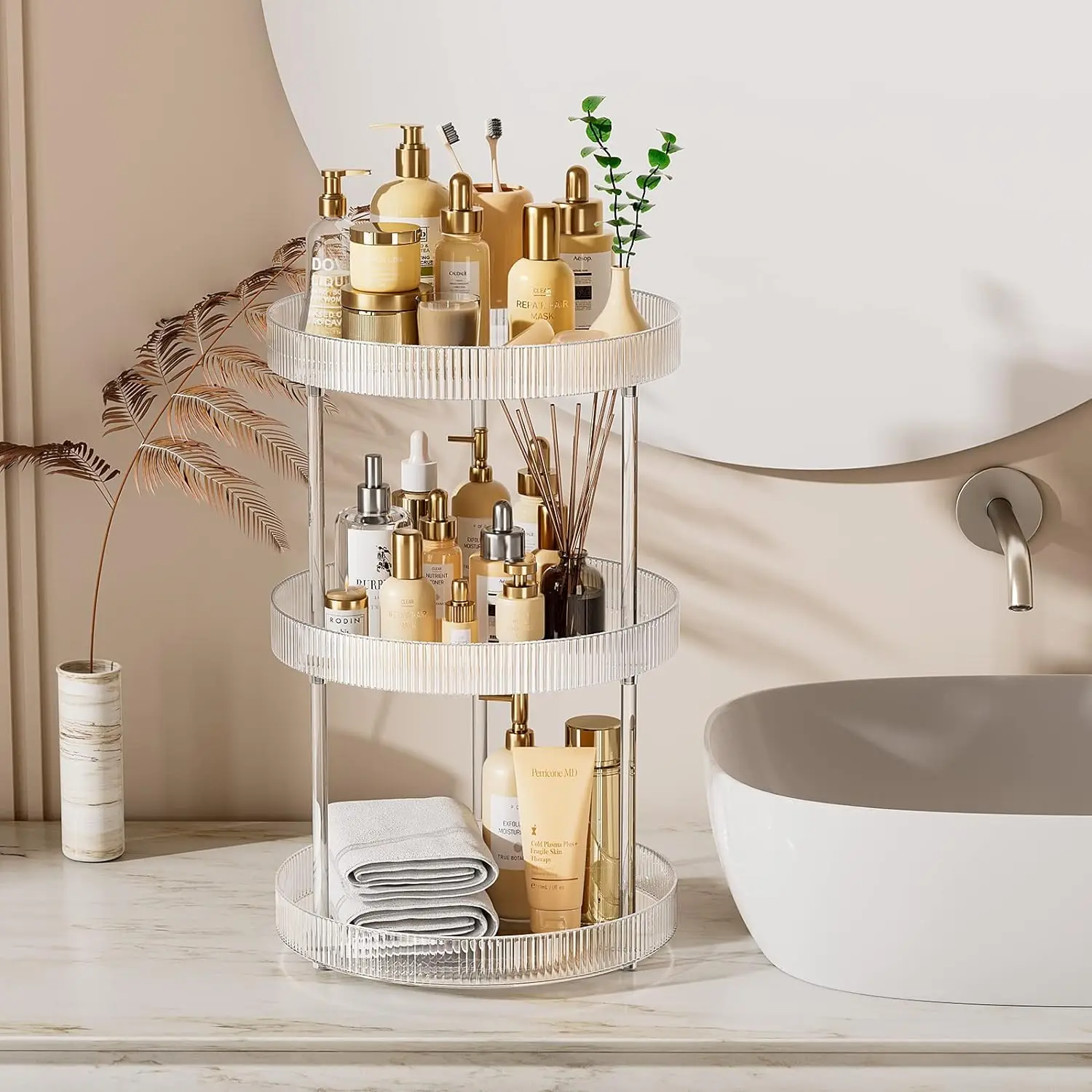 Transparent makeup rotating storage organizer Acrylic makeup organizer 3