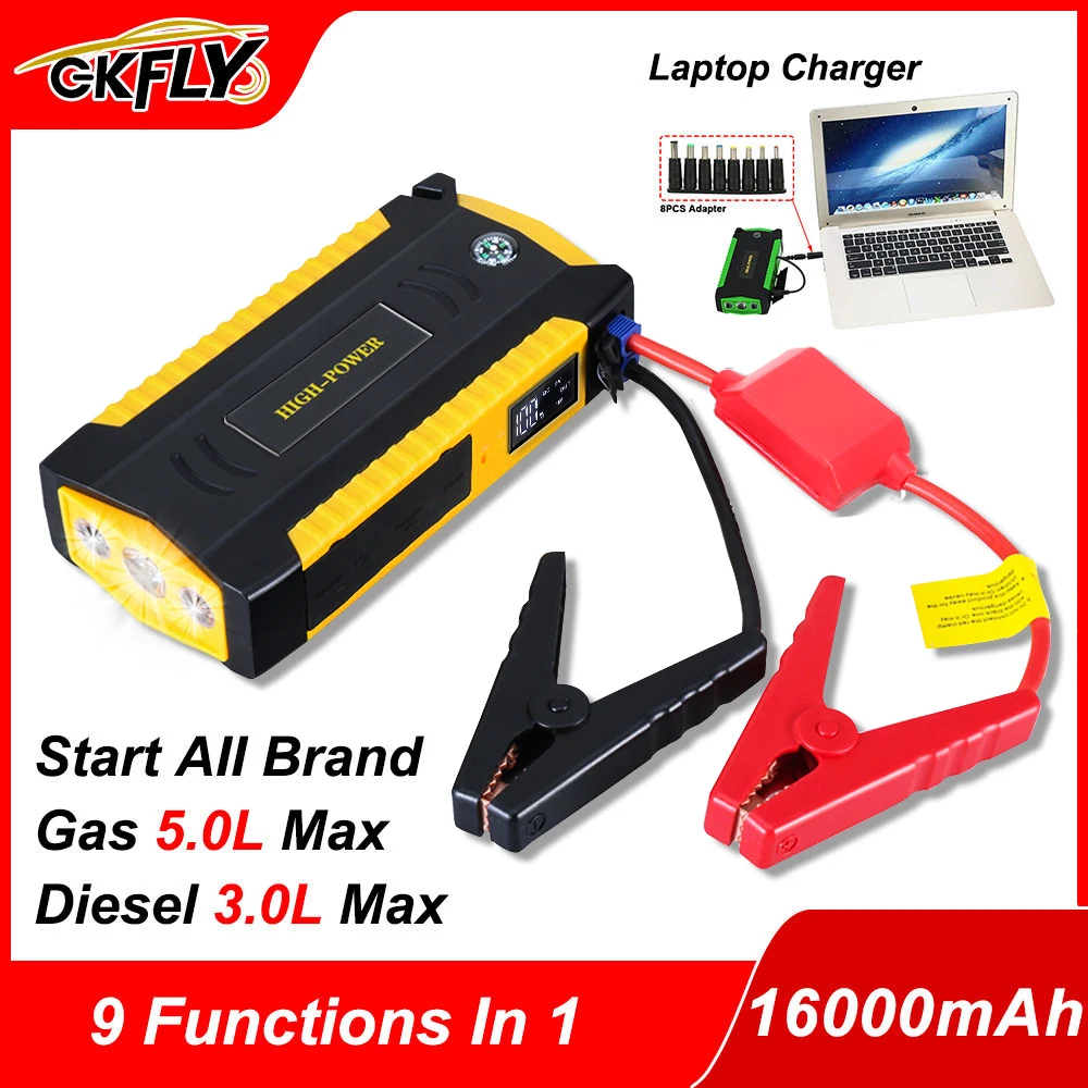 Car Jump Starter Jump Starter Car Battery Charger Portable Battery Charger GKFLY 1500A Car Jump Starter 18000mAh Portable Power Bank 12V Starting Device Emergency Car Battery Booster Laptop Charger
