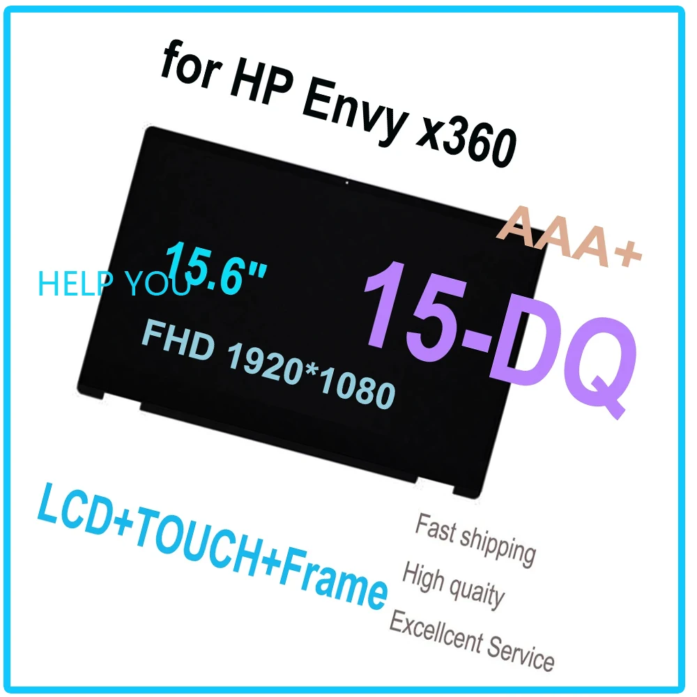 

fhd 1920*1080 15.6" for hp envy x360 15-dq lcd display touch screen digitizer assembly frame 15-dq0006nf 15-dq0095nr l51357-001