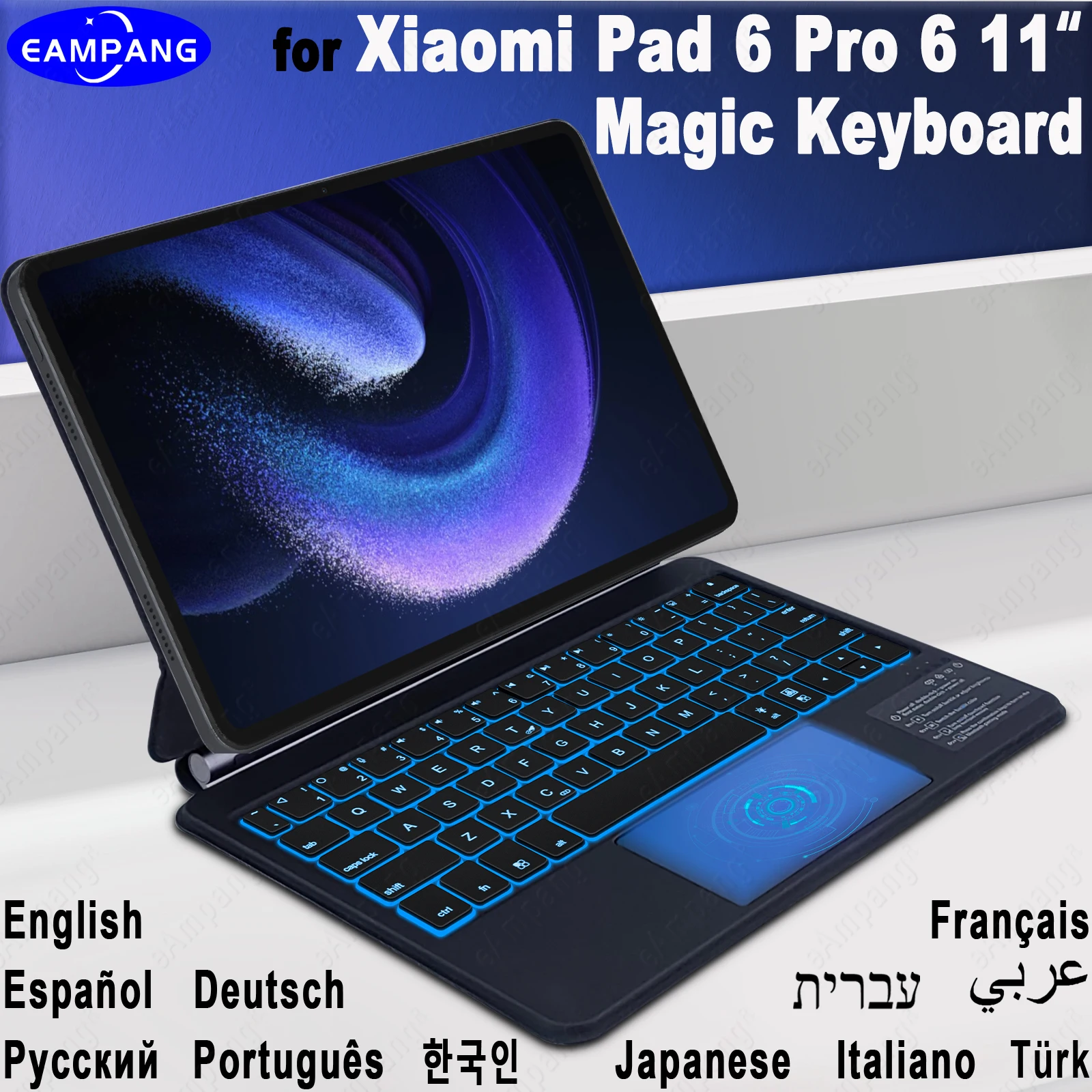 

Magic Keyboard for Xiaomi Pad 6 2023 MIPAD Pro 6 11" Cover Multi-color Rainbow Backlit Touchpad Keypad Adjustable Stand Case