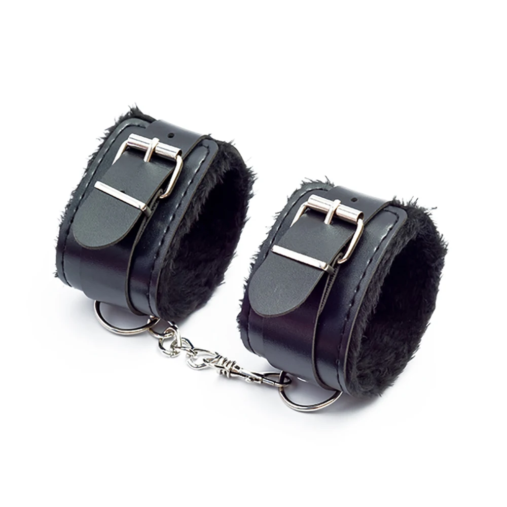 Black plush bondage sex handcuffs sex toy, adult bondage accessories, soft bondage suitable for couples' sex accessories