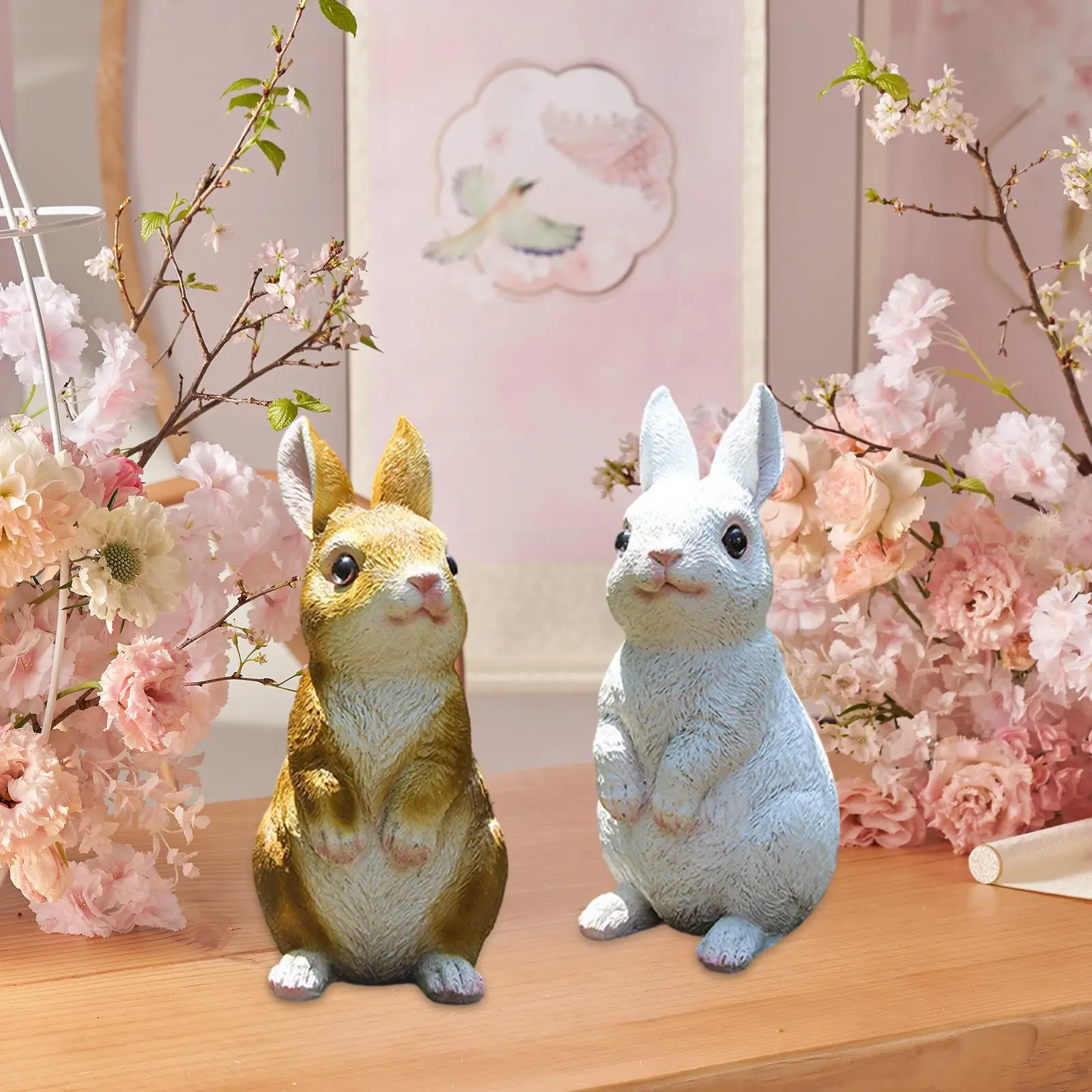 

2x Rabbit Statue Cute Rabbit Sculpture Resin for Friends and Family Outdoor Garden Statue Sculpture Garden Statue for Porch