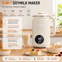 Machine à lait de soja en acier inoxydable 9-en-1, 0,8-1,5 L, 12 lames, mixeur-presse-agrumes pour aliments pour bébés, minuterie 12H, auto-nettoyante, silencieuse 1