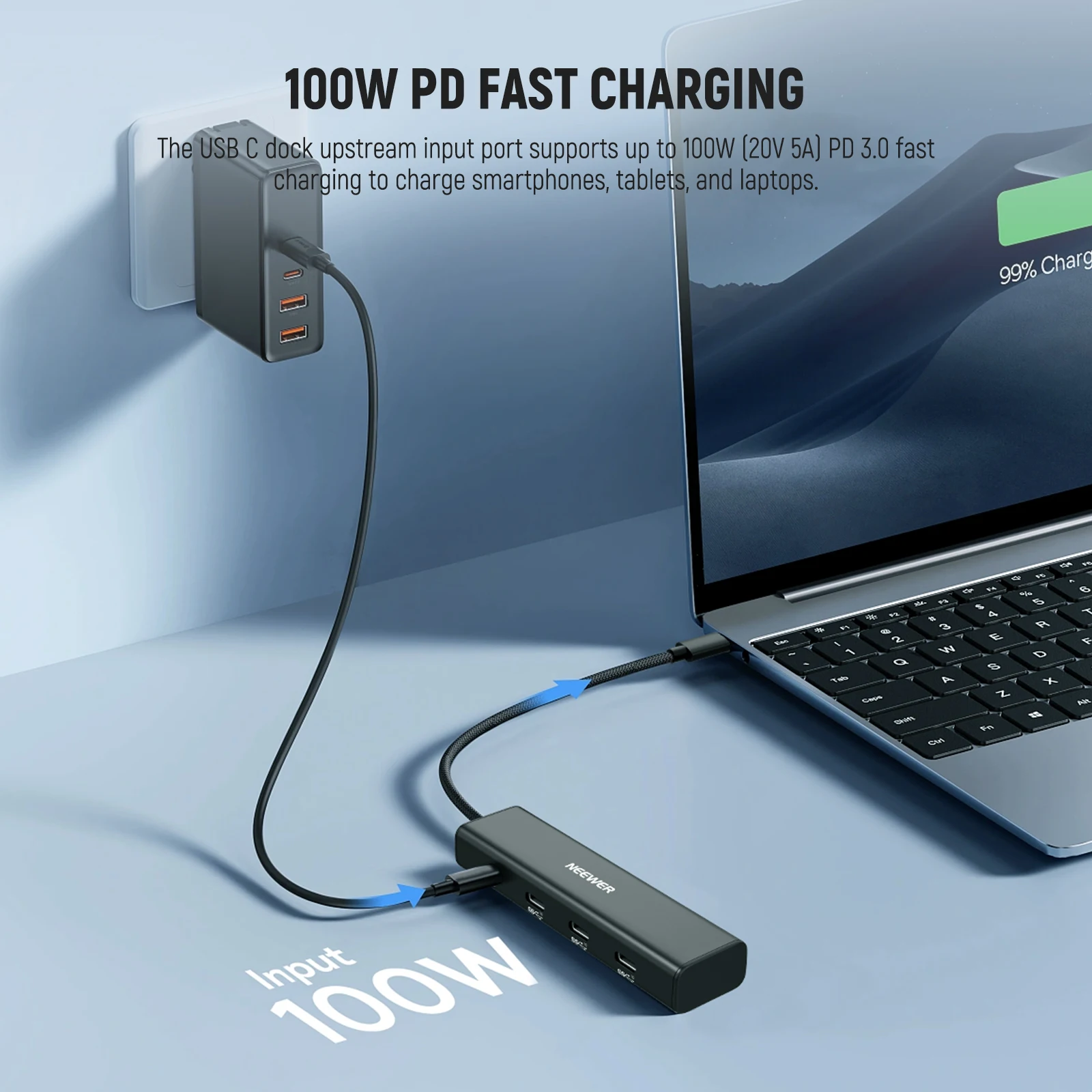 USB C Hub Dock For Android PC Laptop iPhone 16 15 iPad Mac ,4 in 1 Multiport Ada