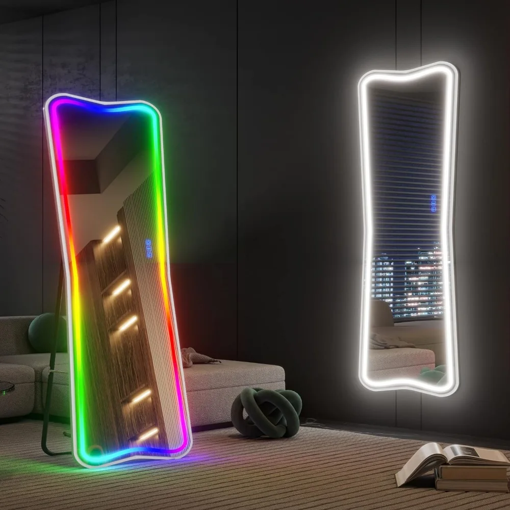 

RGB LED full-length floor standing mirror light,independent and wall mounted full lighting mirrors,lighting,vertical mirror