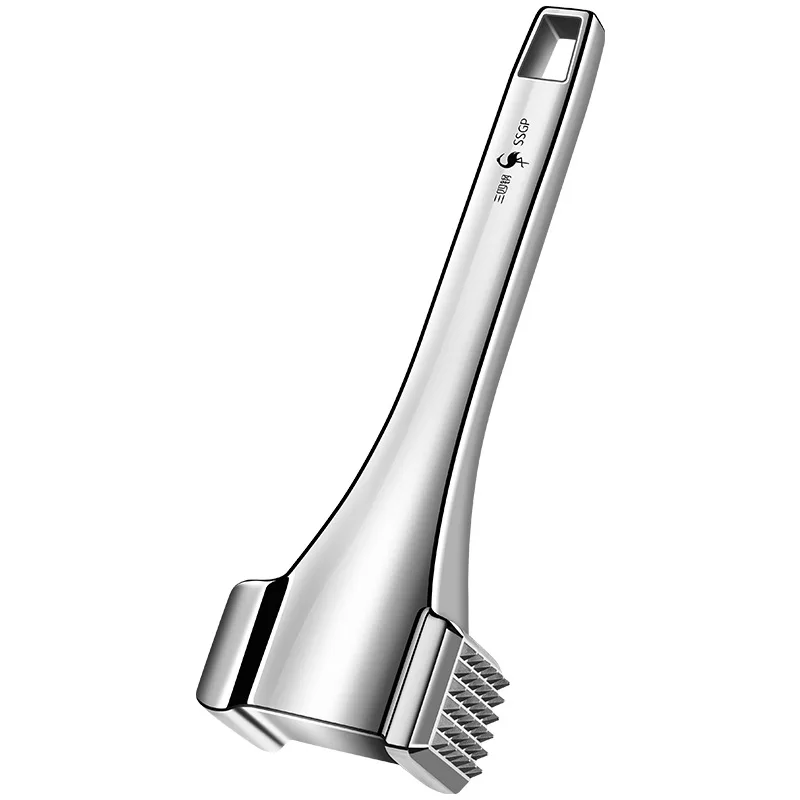 Luxury 304 Stainless Steel Steak Hammer LFGB Certificate 18cm 418g Ergonomic Meat Pummel Tenderizer for Kitchen Cooking Tool