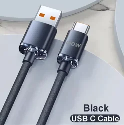 High - Power Charging Cables with LED Display - USB - C and USB - A Connectors - 1m (USB C Black)