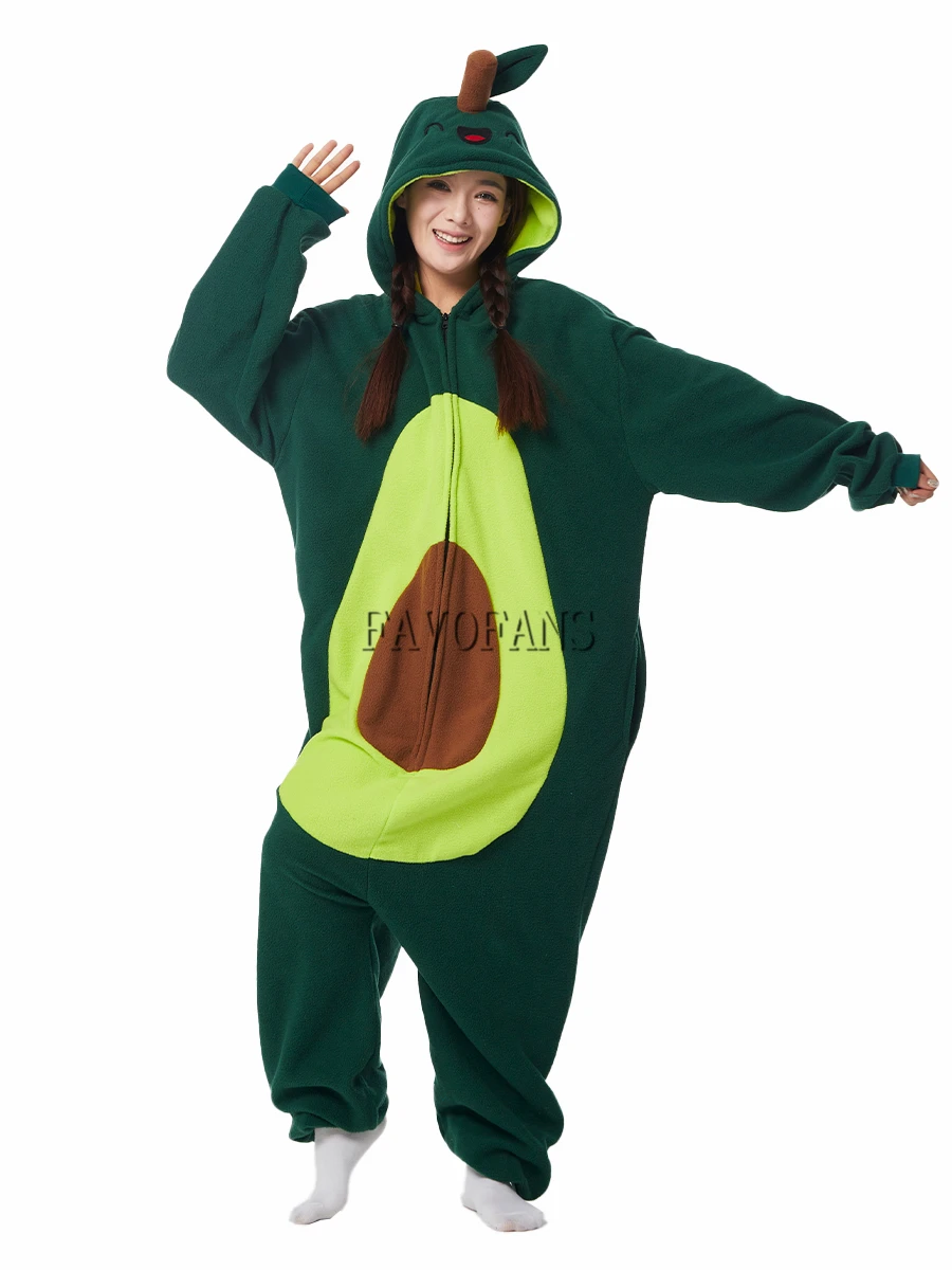 Kigurumi Onesie Avocado Pajamas Adult Women Men Cute Animal Fruit Pyjamas Homewear Halloween Cosplay Party Costume