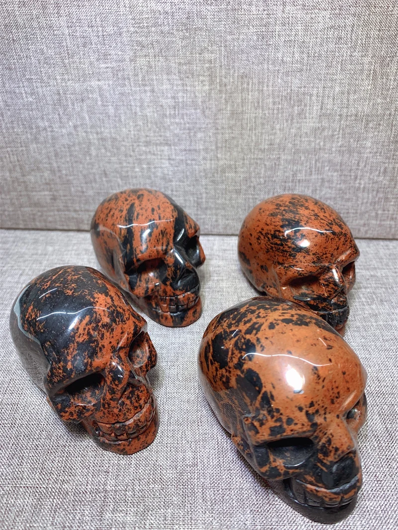 

Natural Red Obsidan Skull Free Form Tumble Slab Crystal Mineral Madagascar Healing Palm Workmanship Ornament Carving Chip