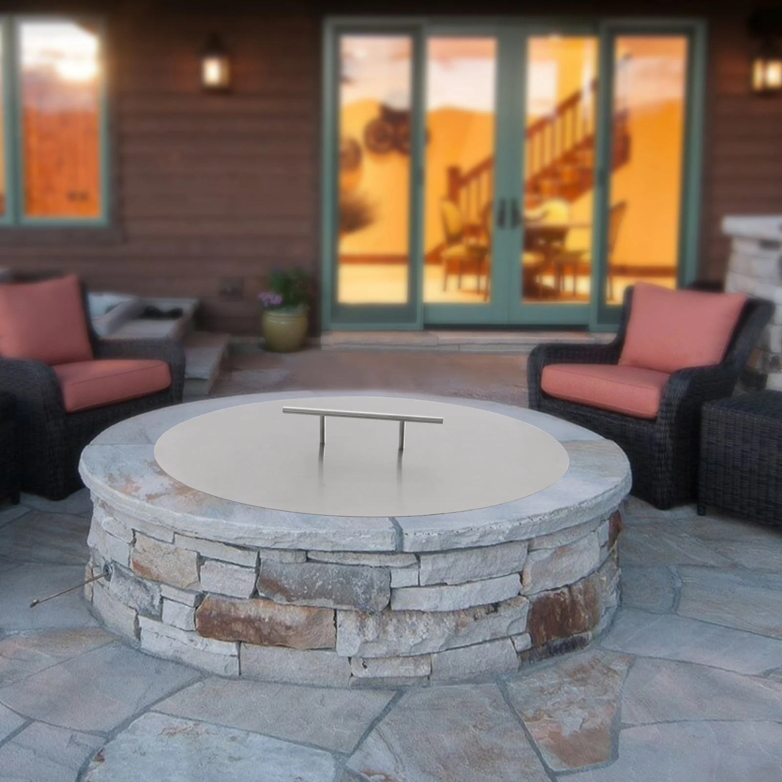 20in Fire Pit Heat Deflector Cover, 304 Stainless Steel with Brushed Finish, Weather-Resistant, Protects from Animals and