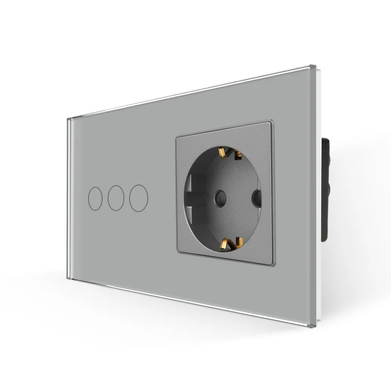 Bingoelec Zigbee 터치 스위치 1/2/3 Gang 센서 스위치 EU 표준 일반 소켓 (크리스탈 유리 패널 포함) 홈 개선