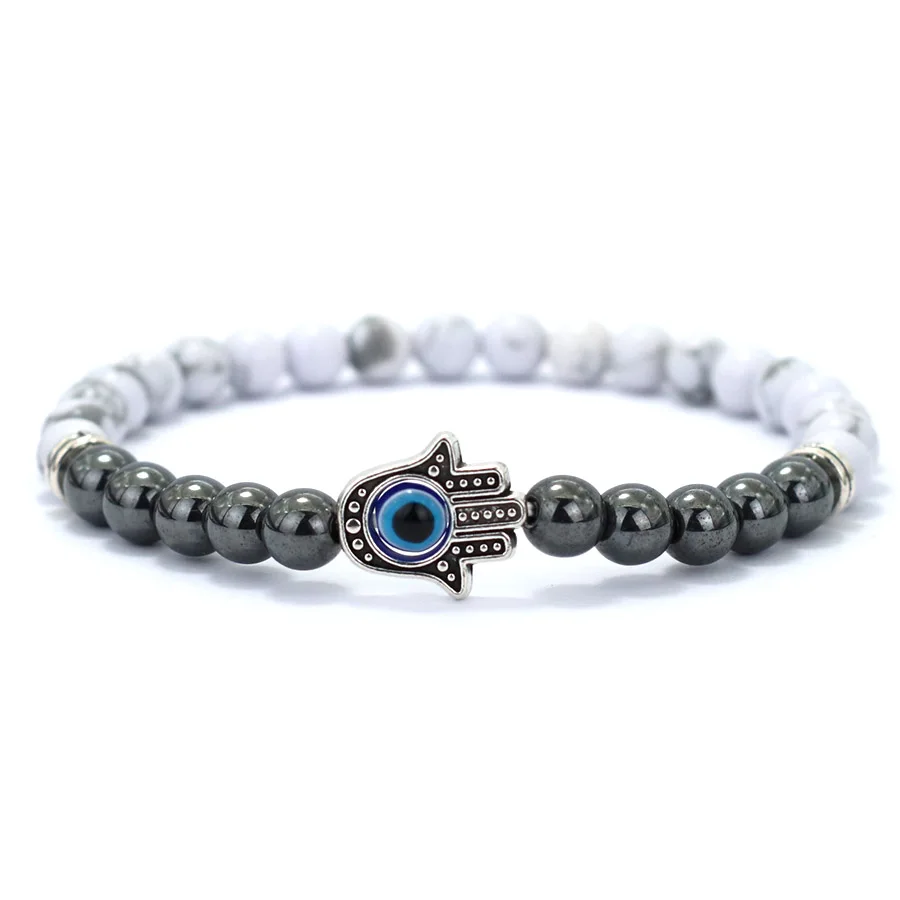Hematite Stone Evil Eye Healing Bracelet for Men