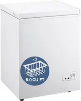 KRIB BLING 5.0 Cu.Ft Compact Chest Freezer with Removable Basket, Krib Bling Top Door Open Freestanding Deep Freezer with 7 Gear 1
