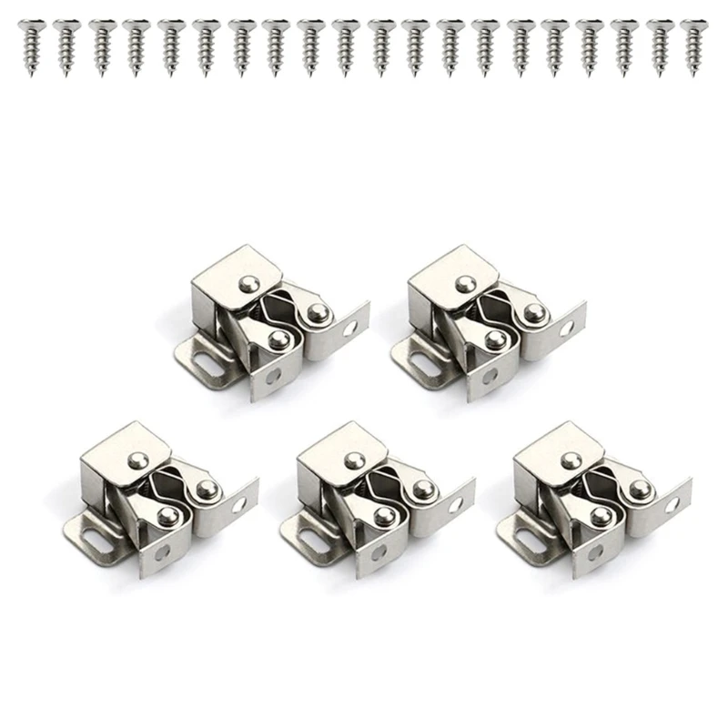 Set of 5 double door catches easy installation closet catches strong hold steel door latch