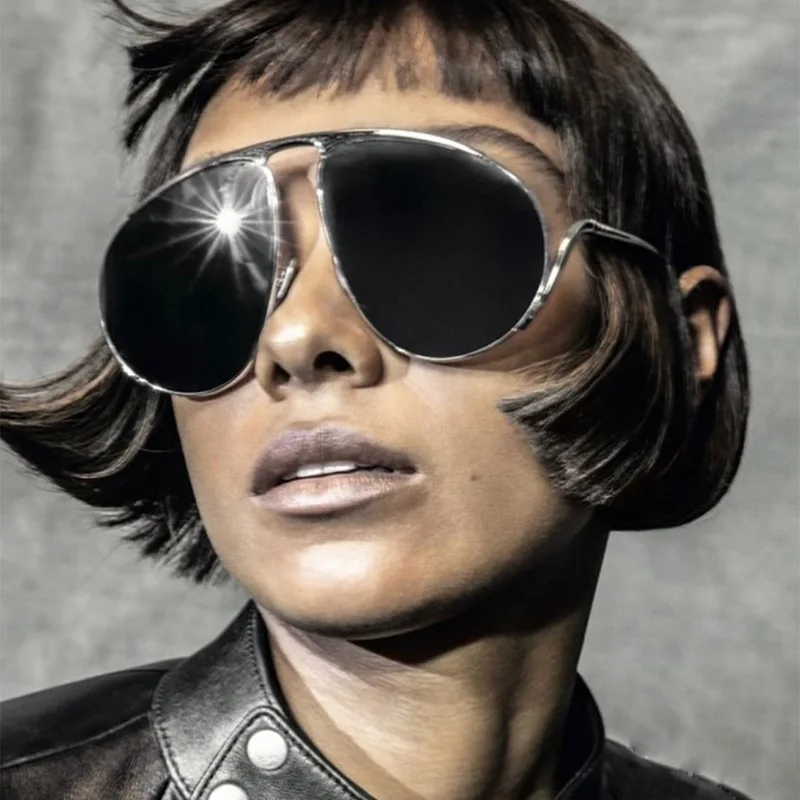 Vintage Punk Übergroße Metall-Sonnenbrille für Damen 2025 Modische Piloten-Sonnenbrille für Herren Fahrbrillen Reise-Schutzbrillen UV400-Schutz – Detail 1