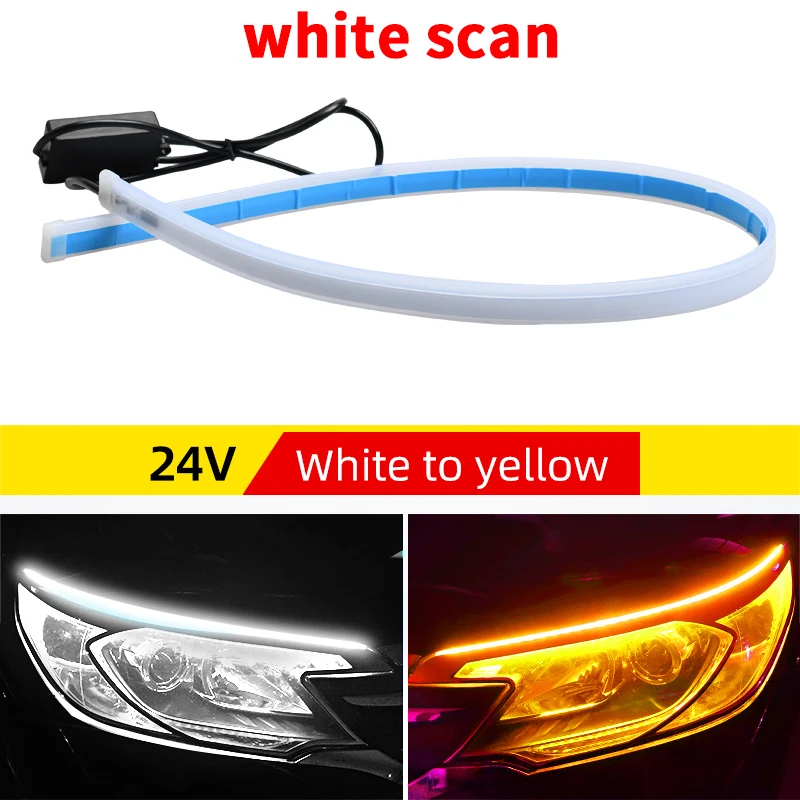 2Pcs 24V Flowing DRL LED Daytime Running Light Sequential Flexible LED  Strip Turn Signal Lamp for Car Headlight Driving Light - AliExpress