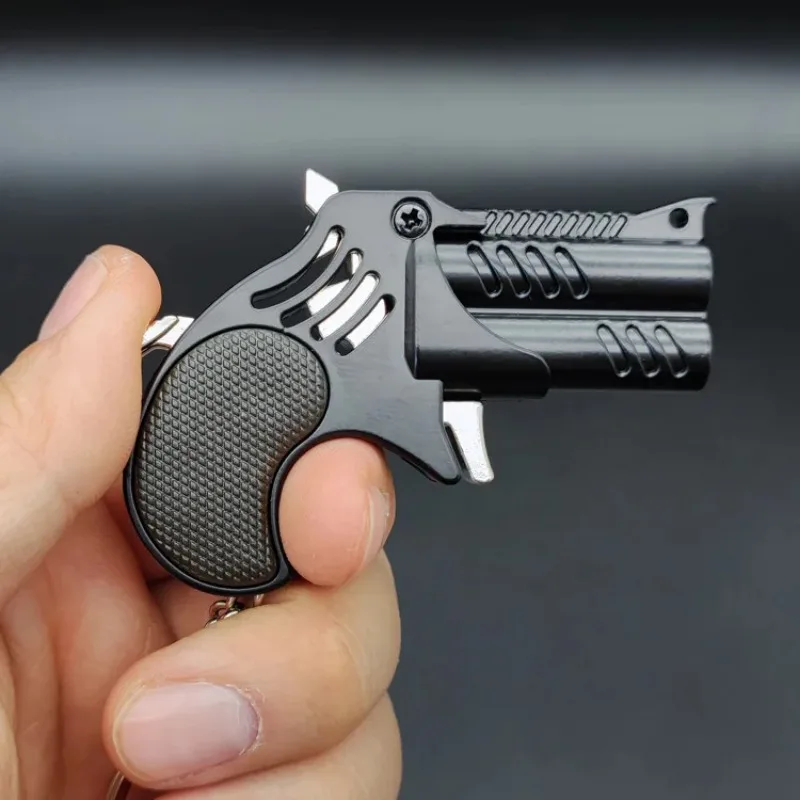 Rubber Band Shot Gun Toy Mini Keychain: Fun Creative Outdoor Party Accessory Alloy Pistol Collection Toy for Children Boy Gift 5