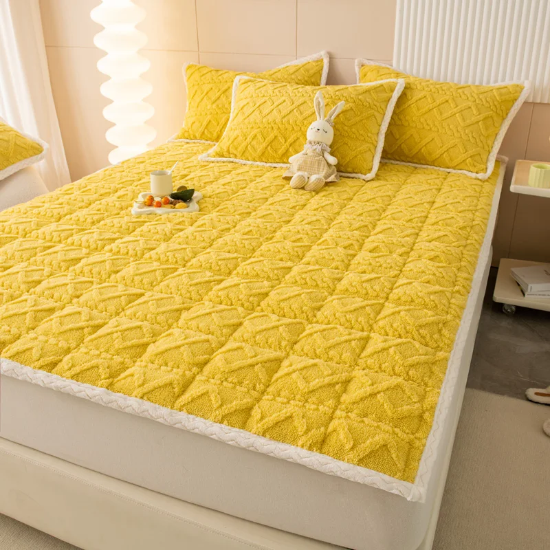 

1pc Thicken Solid Color Mattress Pads Queen Size For Double Bed Super Warm Tafu Velvet 매트리스커버 200x220cm 침대매트 Without Pillowcase