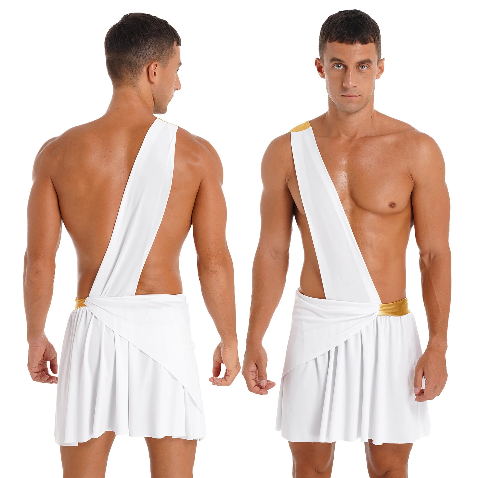 Traje de cosplay de gladiador de dios griego antiguo para hombre, vestido con volantes, vestidos con cinturón fruncido metálico, disfraz de caballero guerrero de Halloween