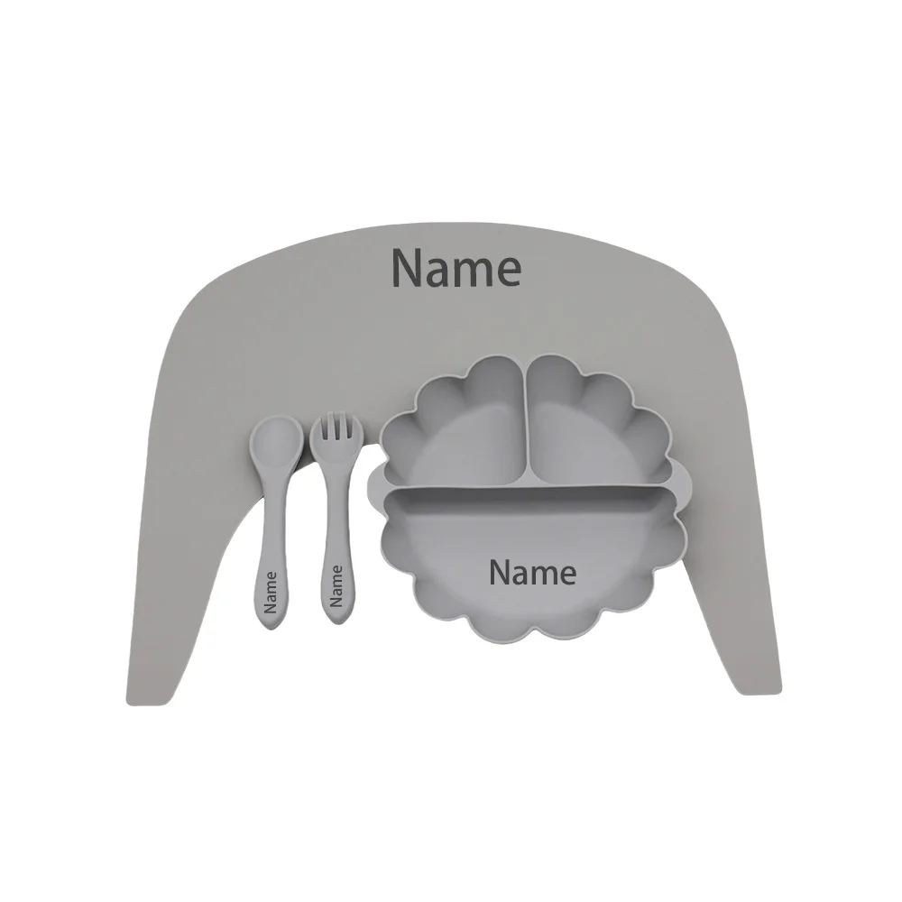 Free Name Printing Children's Tableware 4PCS Silicone Material More Thoughtful and Unique Personalized Gifts for Boys and Girls