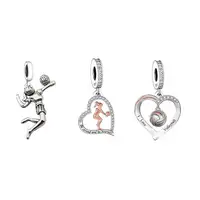 HuooNew Fit Original Brand Charm Bracelet 925 Sterling Silver Jumping Volleyball Girl Beads Pendant For Making Berloque 2022 New 1