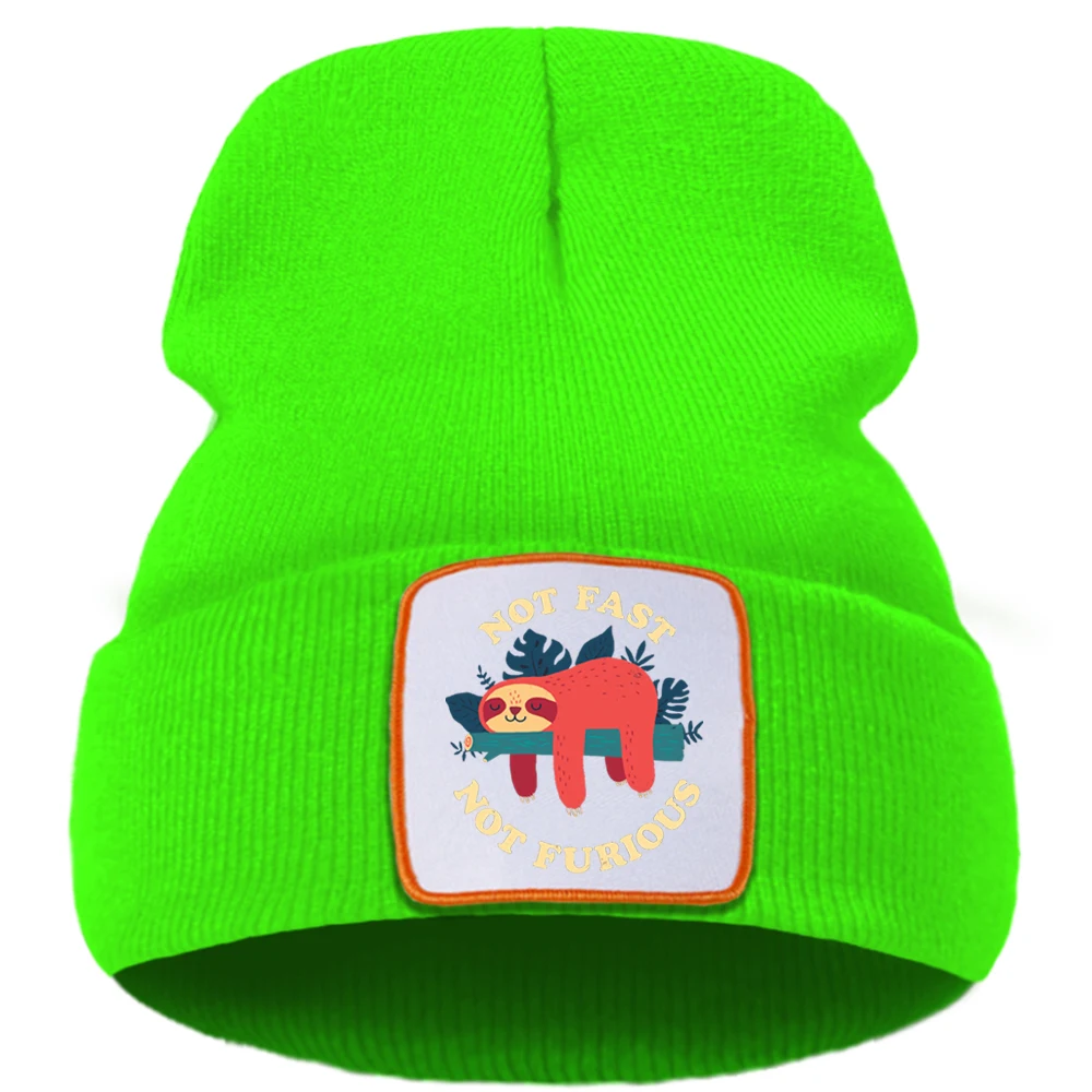 Non Veloce Non Furious Cartoon Bradipo Berretto Invernale Street Fashion Warm Beanie Caps Simple Casual Unisex Caps Quality Comfort Hat