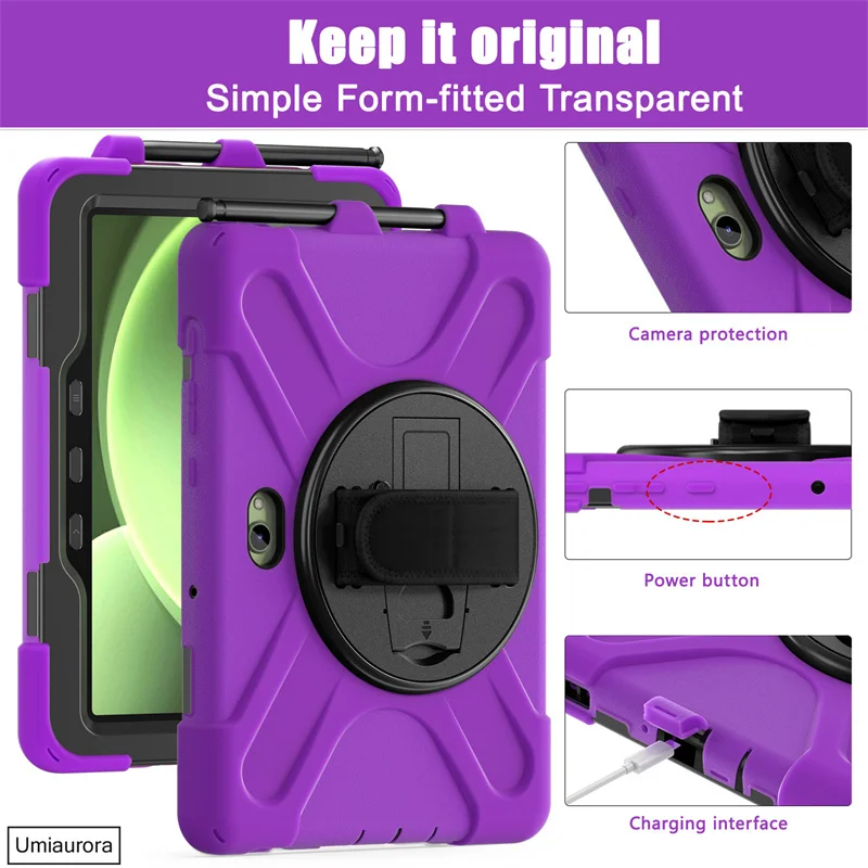 Shockproof Rugged Tablet Case with Hand and Shoulder Strap - Stand Feature Included