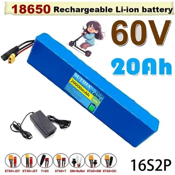 Batteria agli ioni di litio migliorata 2025, 60V, 20Ah, 18650, per bici elettrica/scooter, 16S2P, 20000mAh, alta capacità con BMS