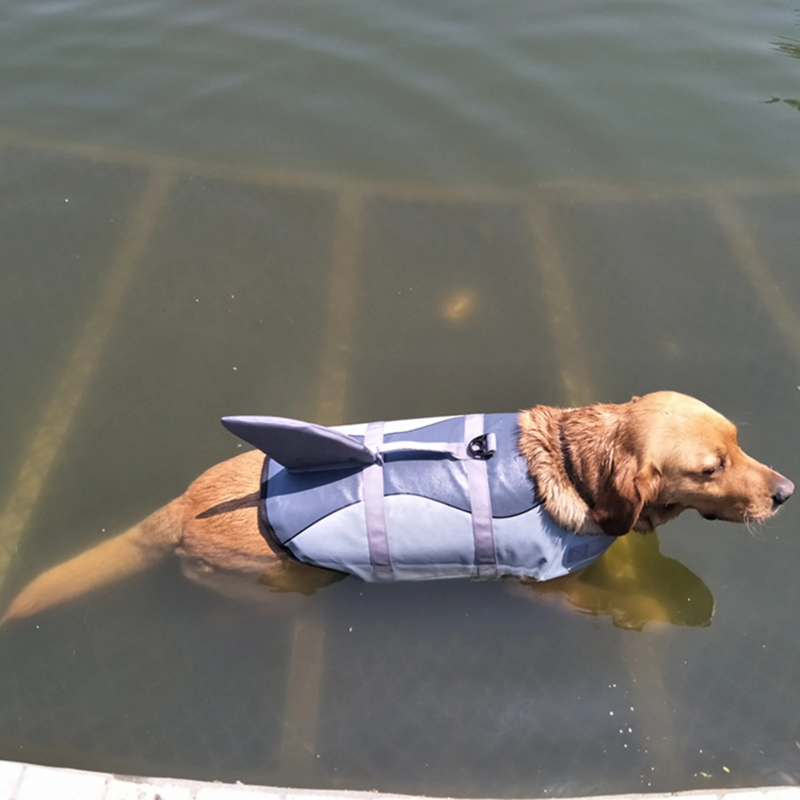 Dog Life Jacket Pet Shark Swimsuit Vest Pet Safety Wear Dog Swimsuit Preserver for Water Safety Device At The Pool, Beach, Boati