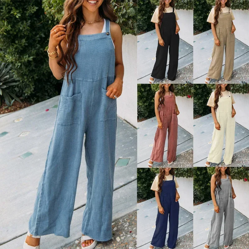 Monos-informales-sin-mangas-con-cuello-cuadrado-para-mujer-petos ...