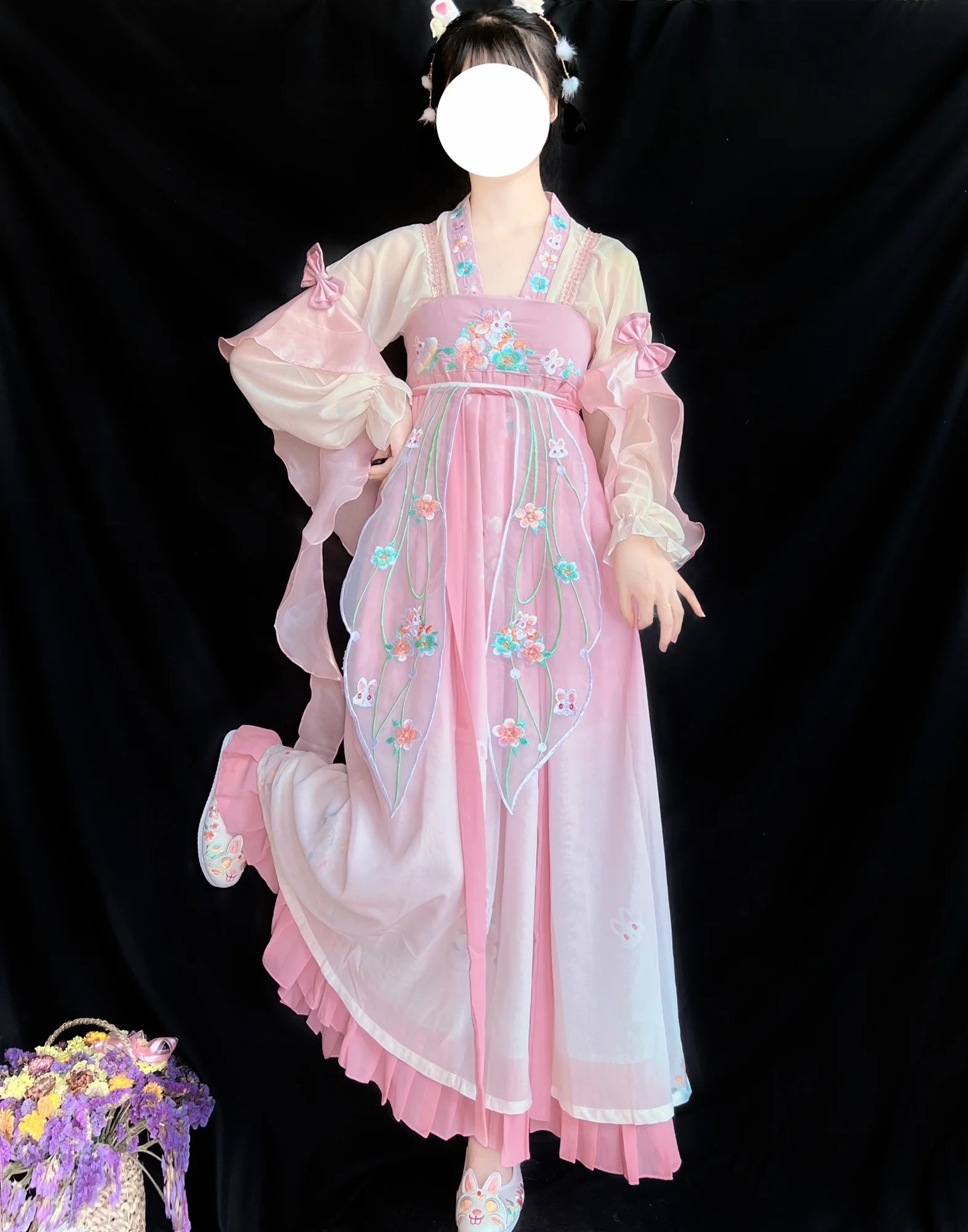 

Kawaii Lolita Dress Pink Rabbit Bow Japanese Sweet Girly Lolita Dress Soft Girl Kawaii Ruffles Party Dress Princess