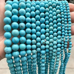 Natural Southern Jade Dark Stone Beads for Jewelry Making - Round Spacer Jasper Beads in Various Sizes (Blue Turquoise)