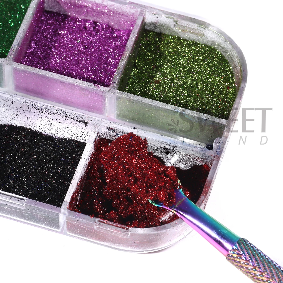 2 Box Classic Mirror Glitter Nail Powder With Double Head Rubbing Pen Gold Silver Red DIY Charm Pigment 24 Colors Manicure Flash