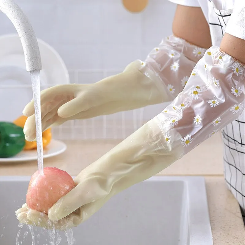 Waterproof Kitchen Cleaning Dishwashing Gloves Wear Resistant Rubber dishwashing gloves