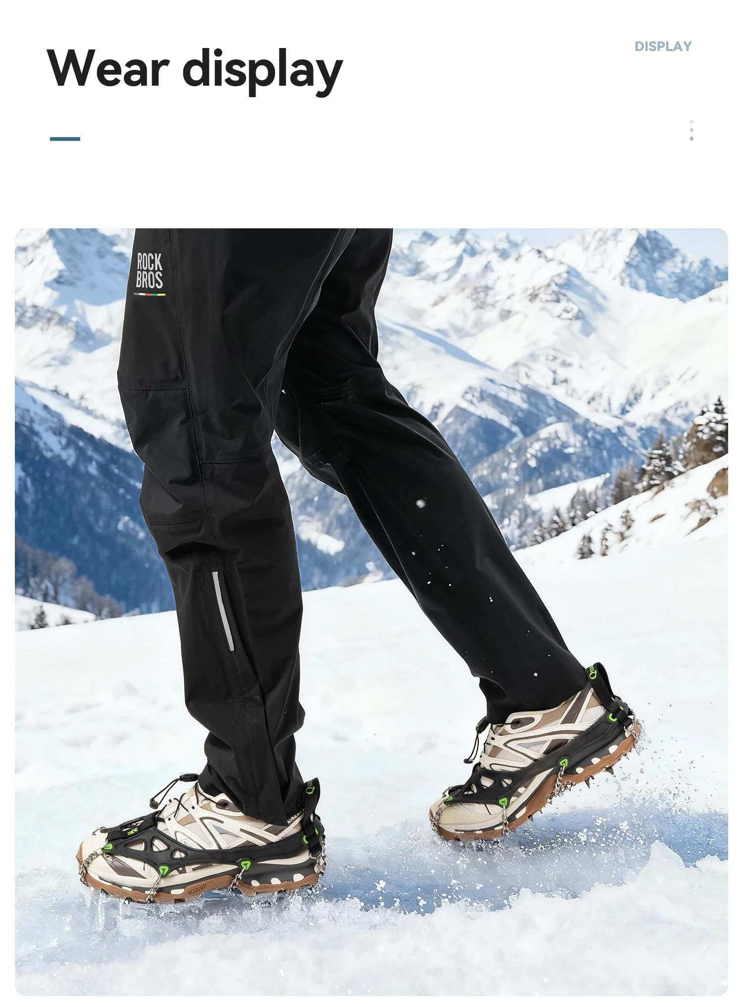 User wearing crampons outdoors