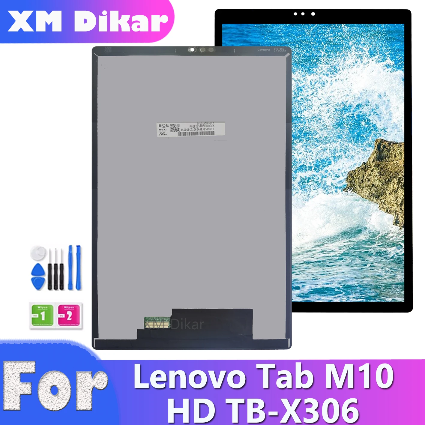 Display LCD Ricambio Per Lenovo Tab M10 HD 2nd Gen - 10.1 Pollici, Touch, Vetro Nero, Con Strumenti