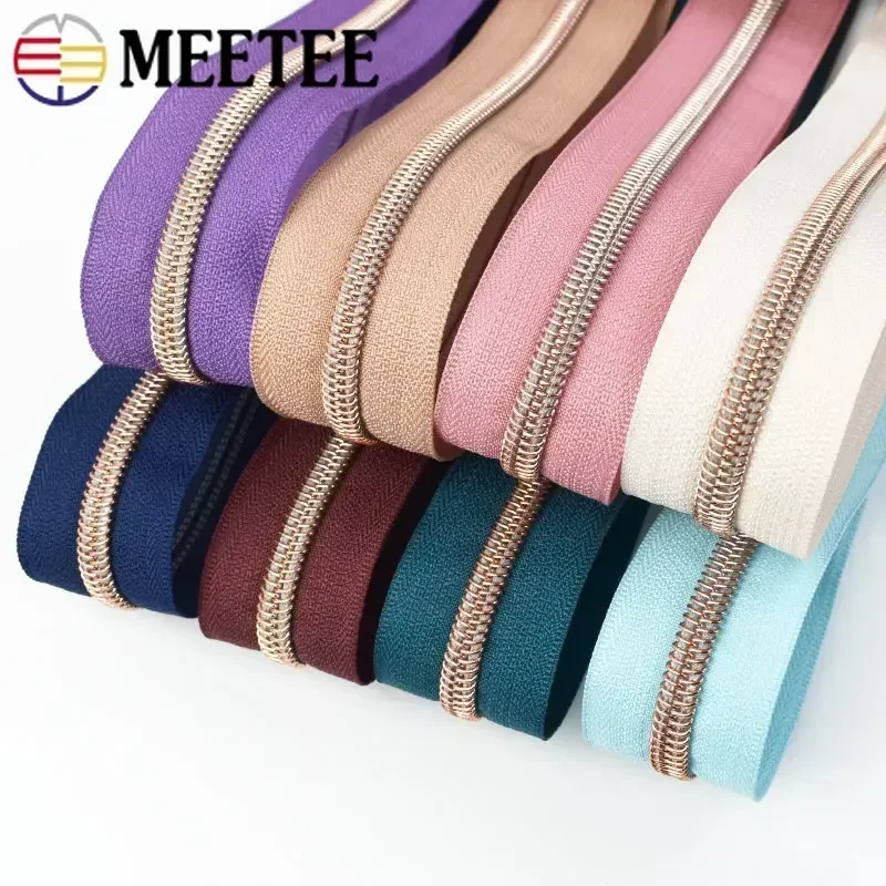 

2/3/4/5M 5# RoseGold Nylon Zipper Tape Zip Sliders Bag Zippers for Sewing Zips By The Meter Repair Kit DIY Garment Accessories
