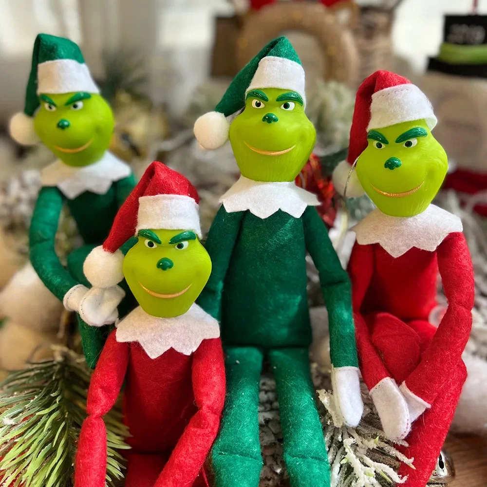 Happy Christmas Cute Elf Doll Plush Toys Pendant Xmas Tree Ornament Gift Happy New Year Novelty Naughty Boy Ghost Elf Doll christmas decorations assembled toys elf car pendant
