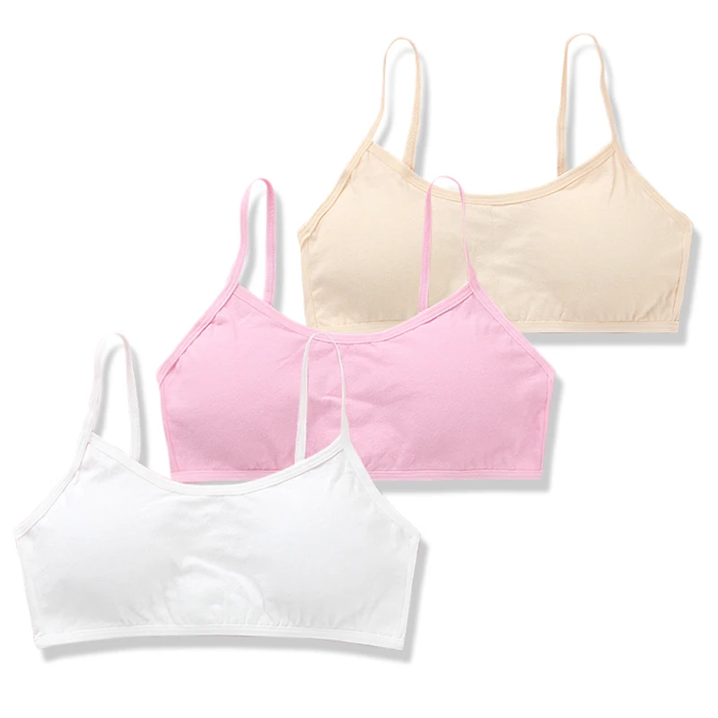 3PCS Girls Student Sports Bra Soft Children Teenager Vest
