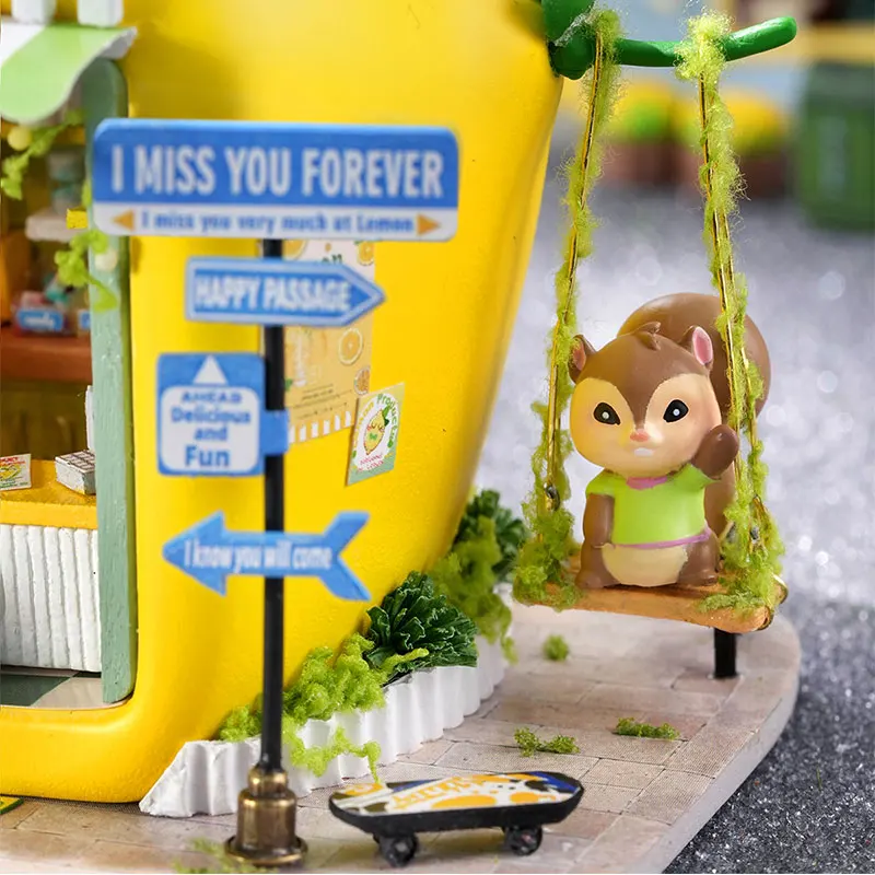 DIY 마이크로 과일 인형 집 키트 수제 3D 퍼즐 조립 모델 빌딩 장난감 세트 룸 침실 장식 소녀 생일 선물 인형 집