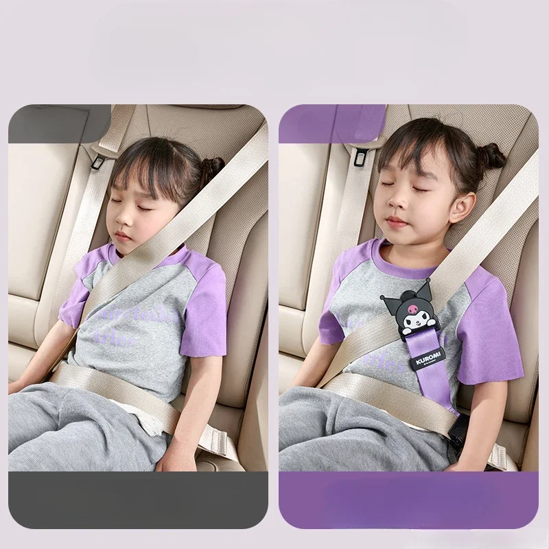 Sanrio Kuromi Car Seat Belt Limiter Child Safety Belt Holder Adjustable Length Universal Hello Kitty Seat Accessories