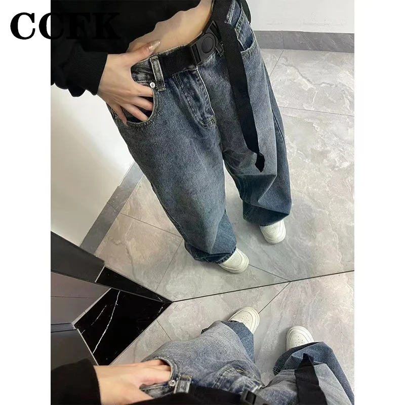 Y2K Girl Harajuku Baggy Jeans Vintage Hiphop Dark Blue