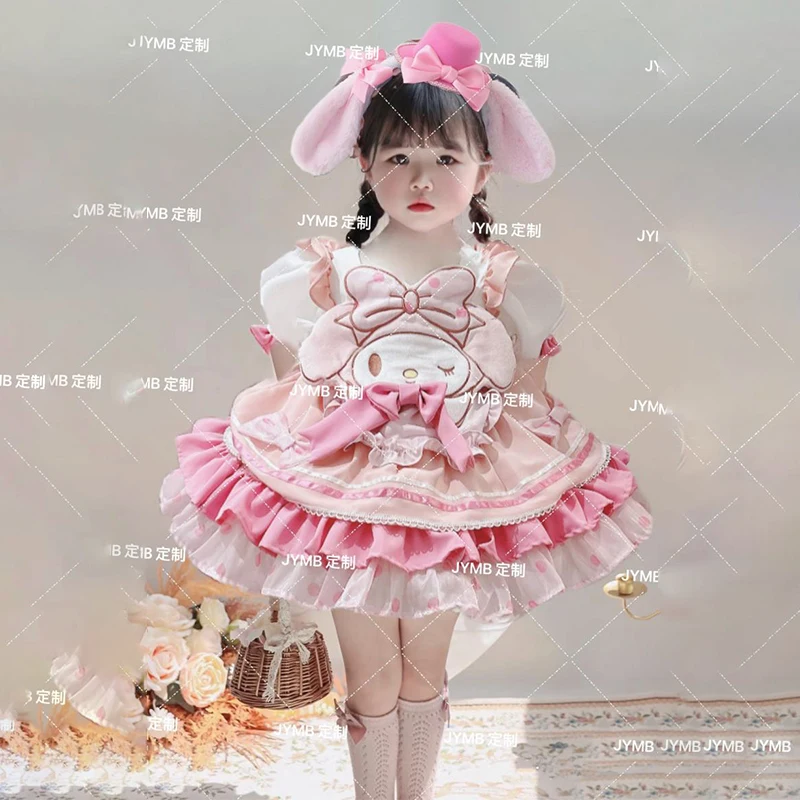 

Kawaii Sanrios My Melody Princess Dress Cos Clothing Halloween Child Cartoon Cute Dress Girl Lolita Skirt Birthday Party Dress