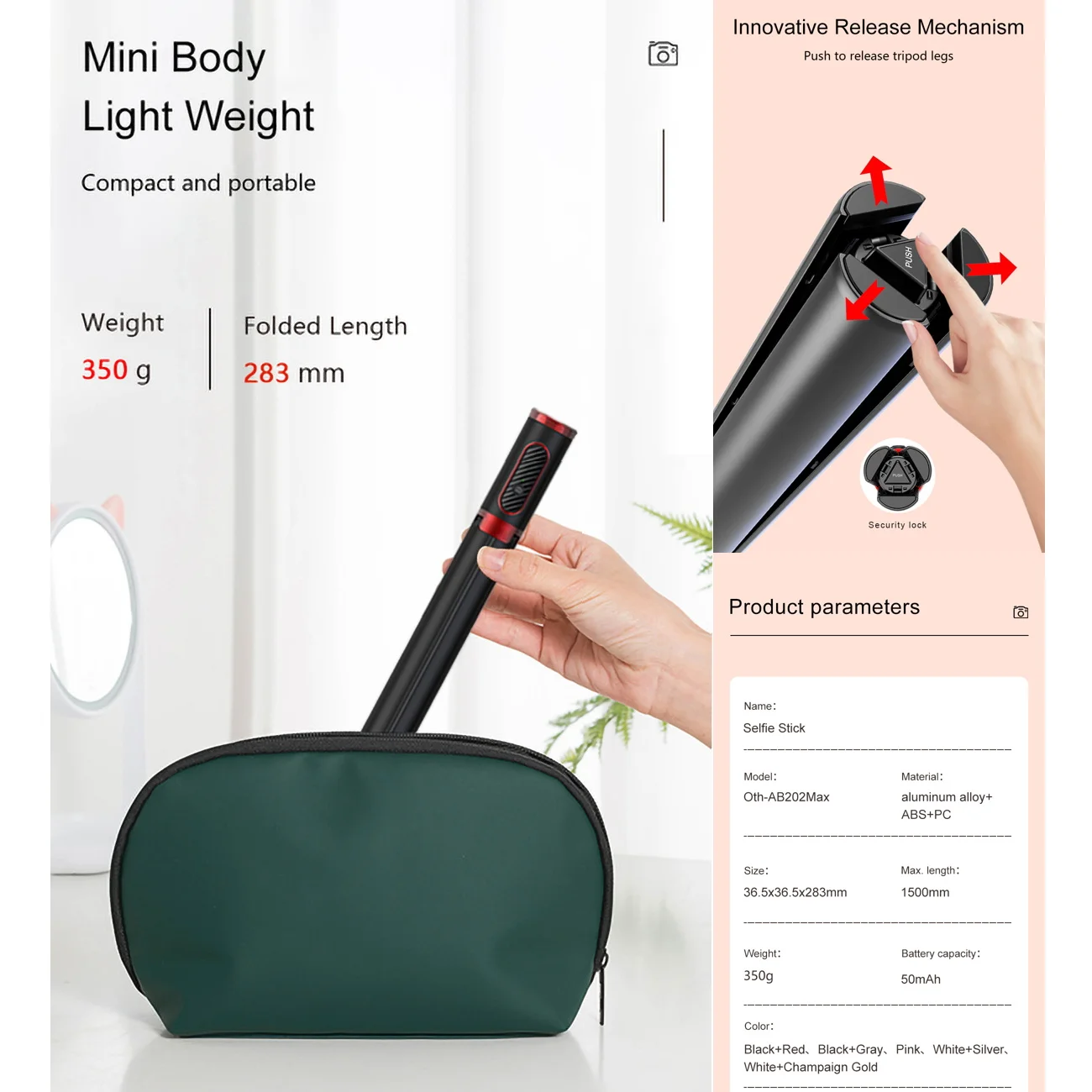Wireless Selfie Stick Tripod with Remote Extendable Portable Phone Stand Holder for IOS Android 81cm/150cm