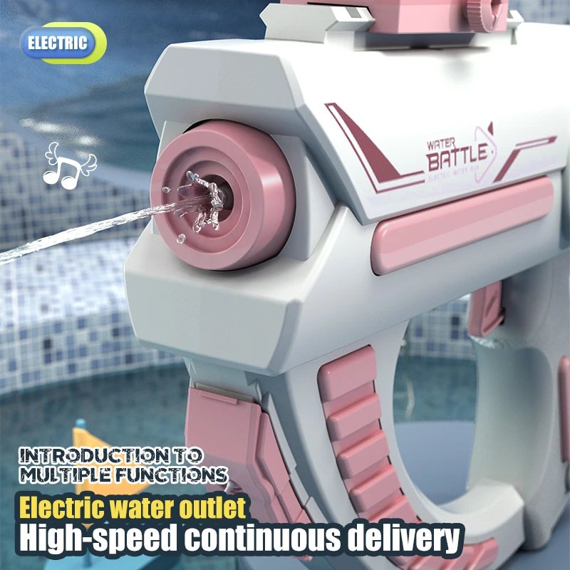 2024 New Electric Water Gun Toys For Children Small Cartoon Space Electric Blue Pink Water Gun Automatic Spraying Water Kid Toys 4