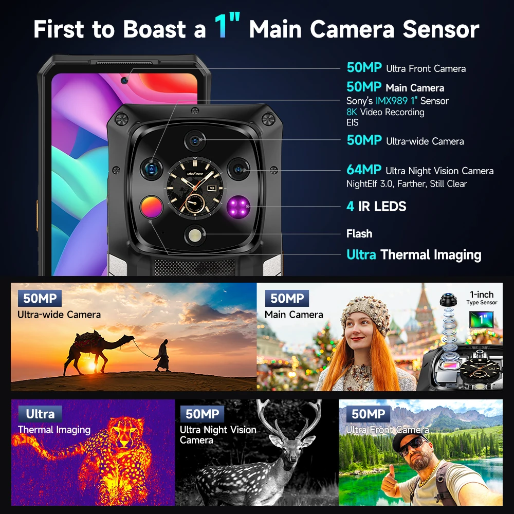 Ulefone Armor 28 Ultra Thermal Imaging 5G AI Rugged Phone 1TB ROM+32GB RAM Smartphone Android AMOLED 6.67" Dimensity 9300+ 120W 6