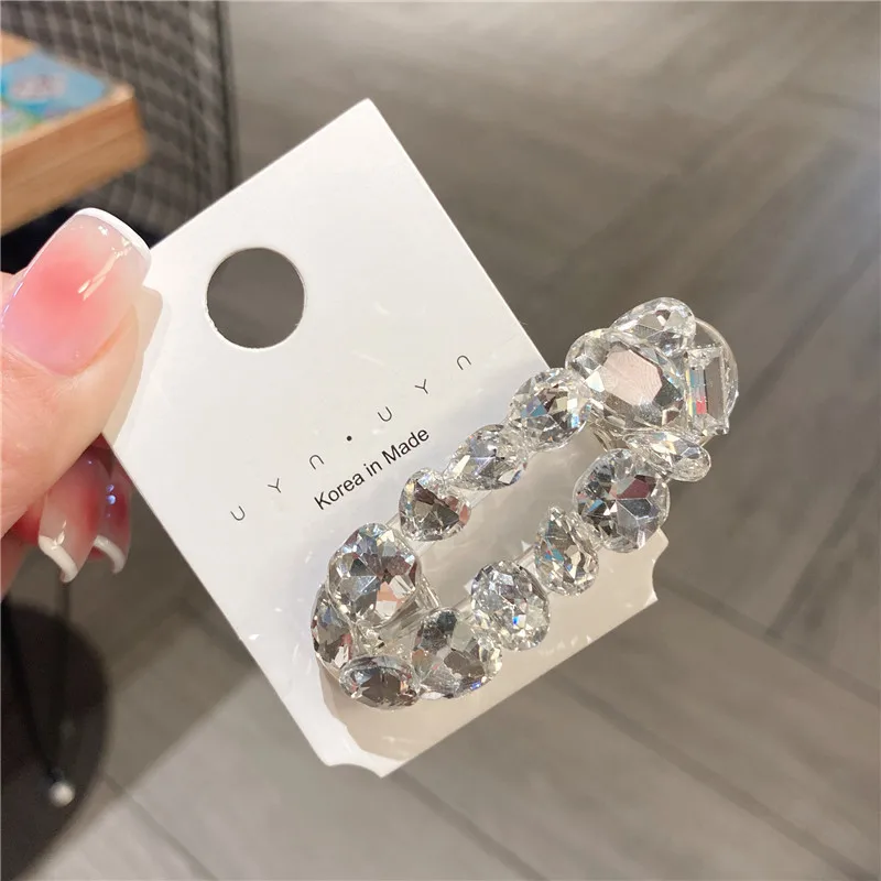New Luxury Zircon Super Flash Hair Clips Sense of Niche Oval Fairy Bangs Side Clip Girl Heart Fashion Versatile Hair Accessories