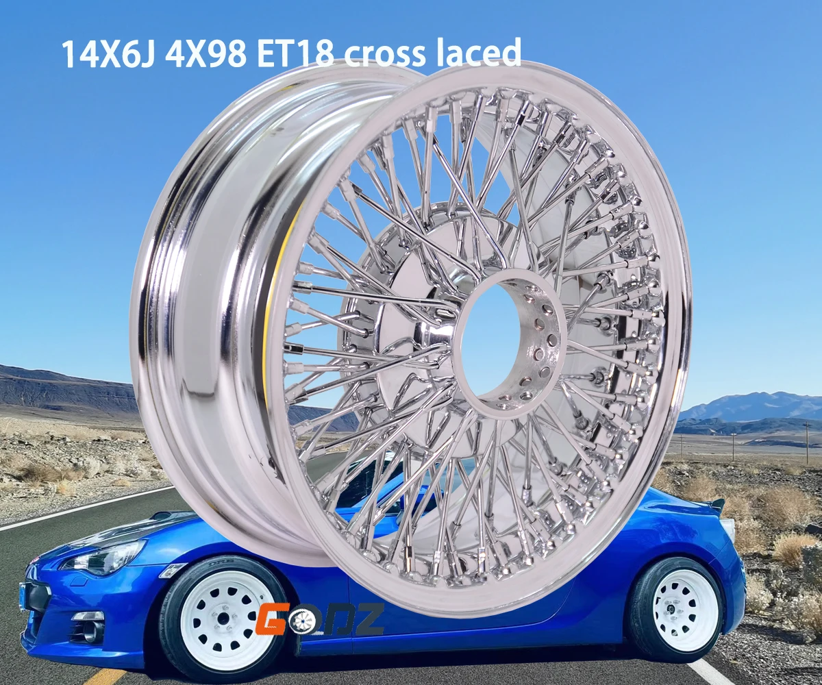14inch FWD Classic Spoke Wire Wheel 72 Spokes Lowrider Air Ride Suspension Vintage Car Accessories